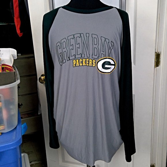 NFL Tops - Green Bay Packers Women's Sleep Shirt XL Green/Gray Long Sleeve Poly/Spandex NFL